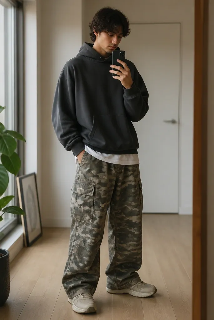 Baggy Camo Pants Outfits for Men (Small-Space Friendly)