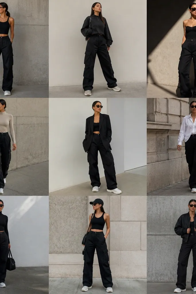 Aesthetic Black Cargo Pants Outfit Ideas (Expensive Look)