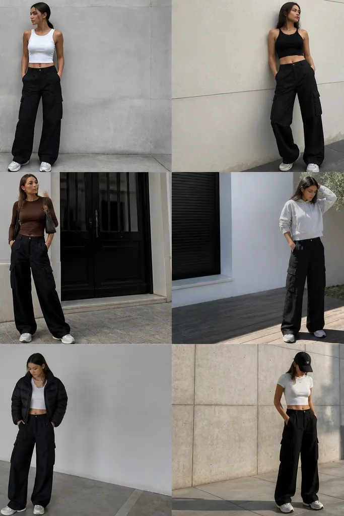Aesthetic Black Cargo Pants Outfit Ideas