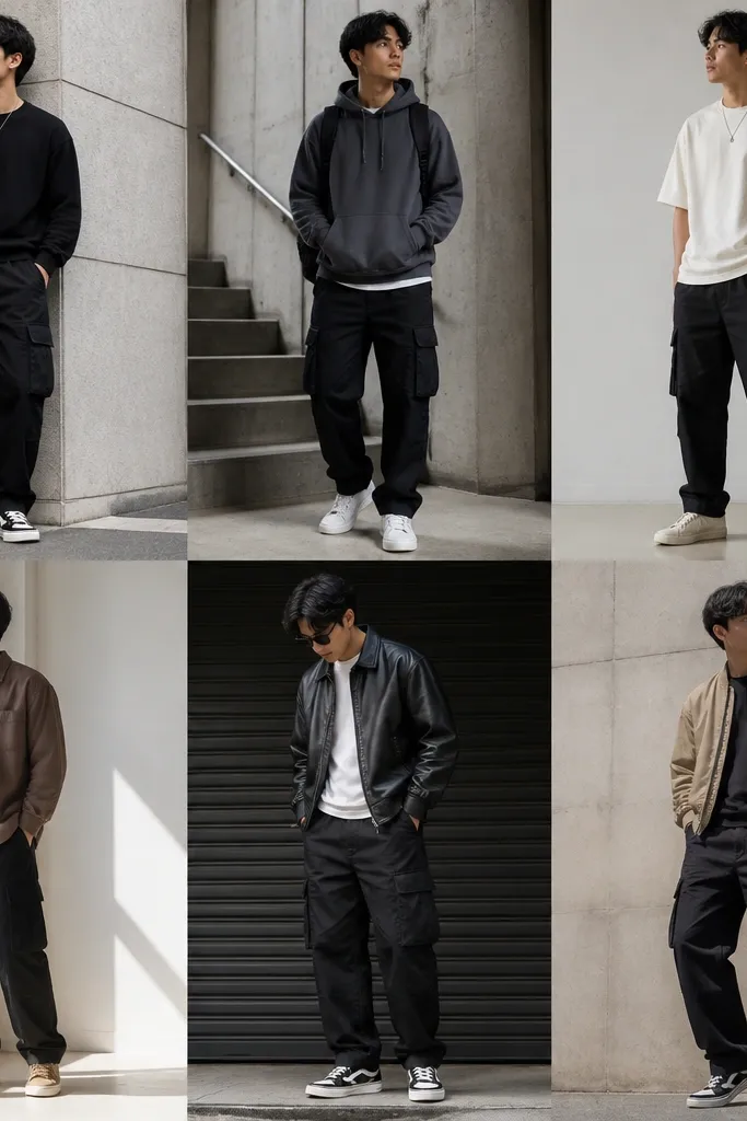 Cheap Affordable Black Cargo Pants Outfit Ideas