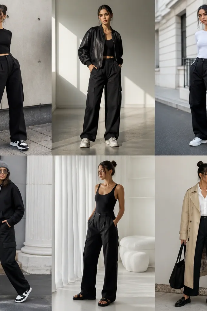 Modern Minimalist Black Cargo Pants Outfit Ideas Year-Round