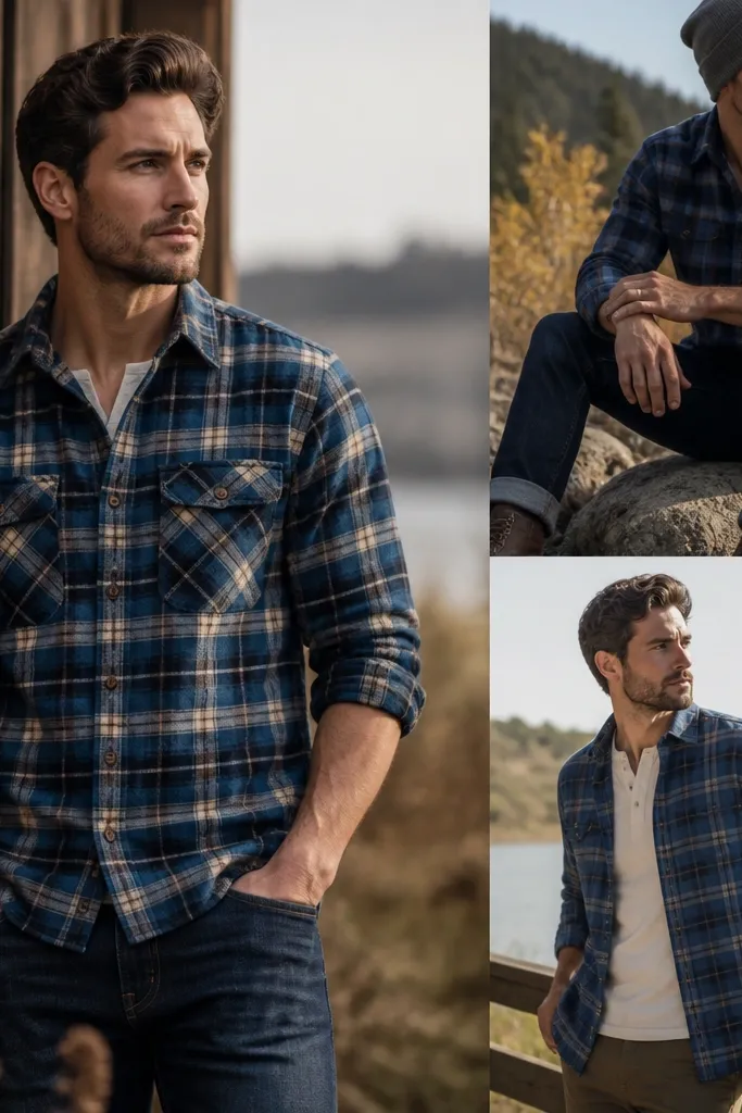 Blue Flannel Outfits for Men