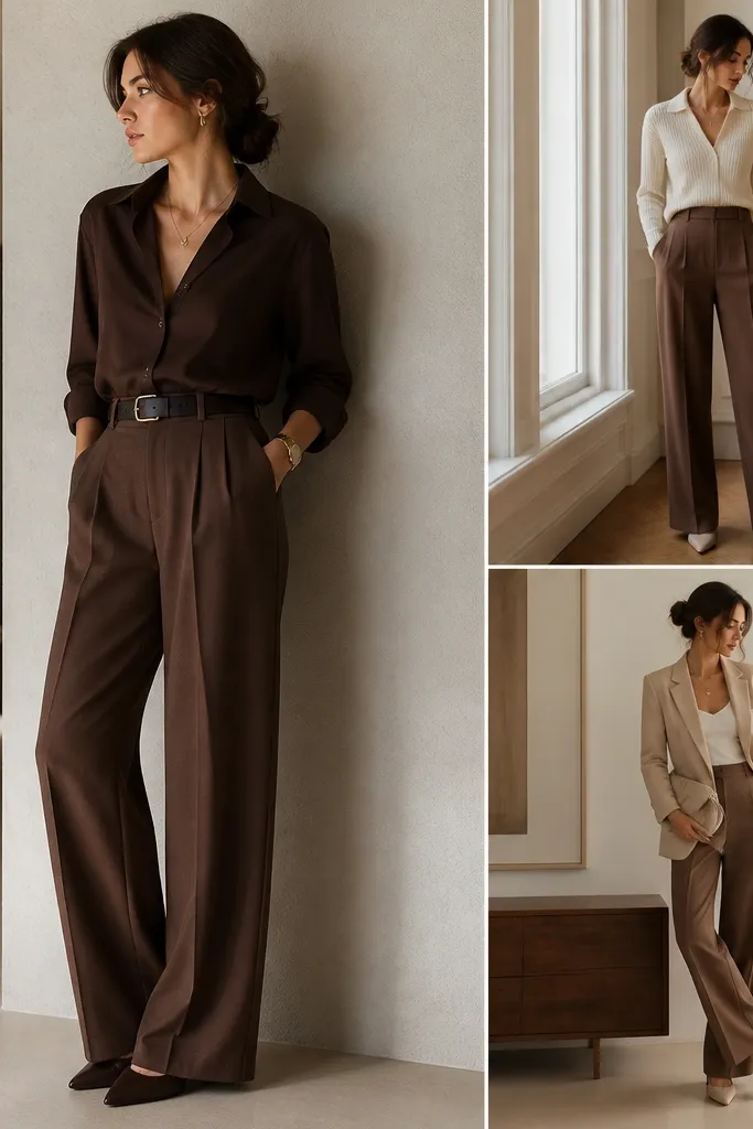 Aesthetic Brown Dress Pants Outfit Ideas
