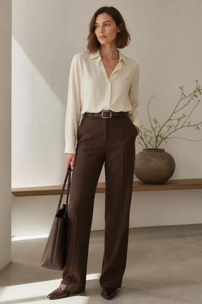 Brown Pants Outfit for Work (Low Maintenance)