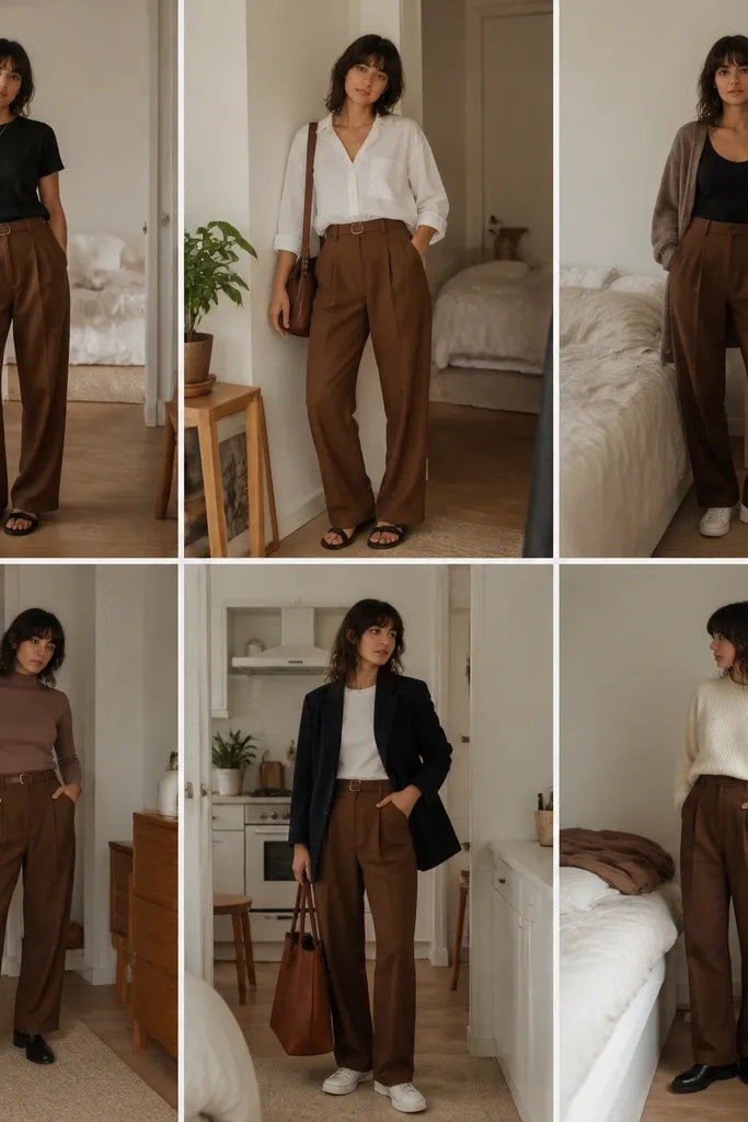 Brown Pants Outfit Ideas for Small Space Living
