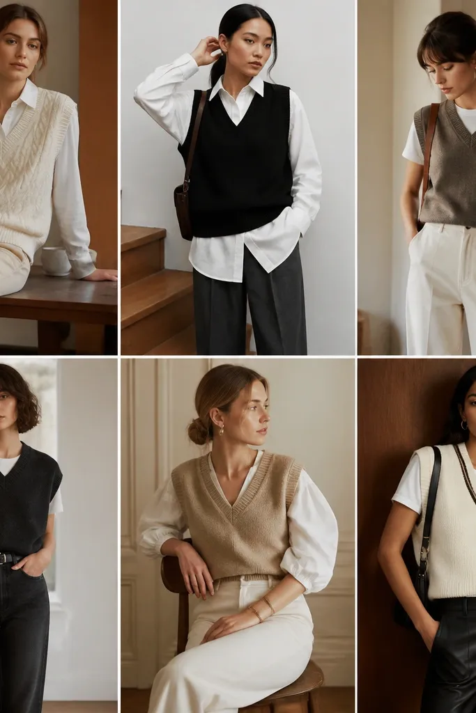 Budget Sweater Vest Outfit Ideas