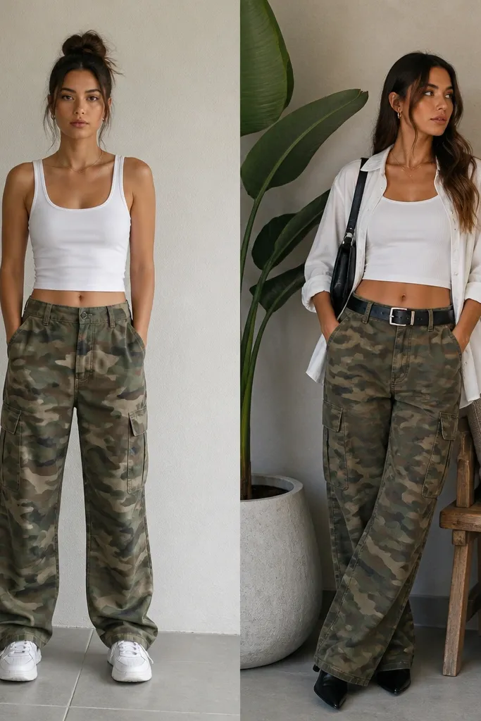 Camo Cargo Pants Outfit Transformation: Before & After