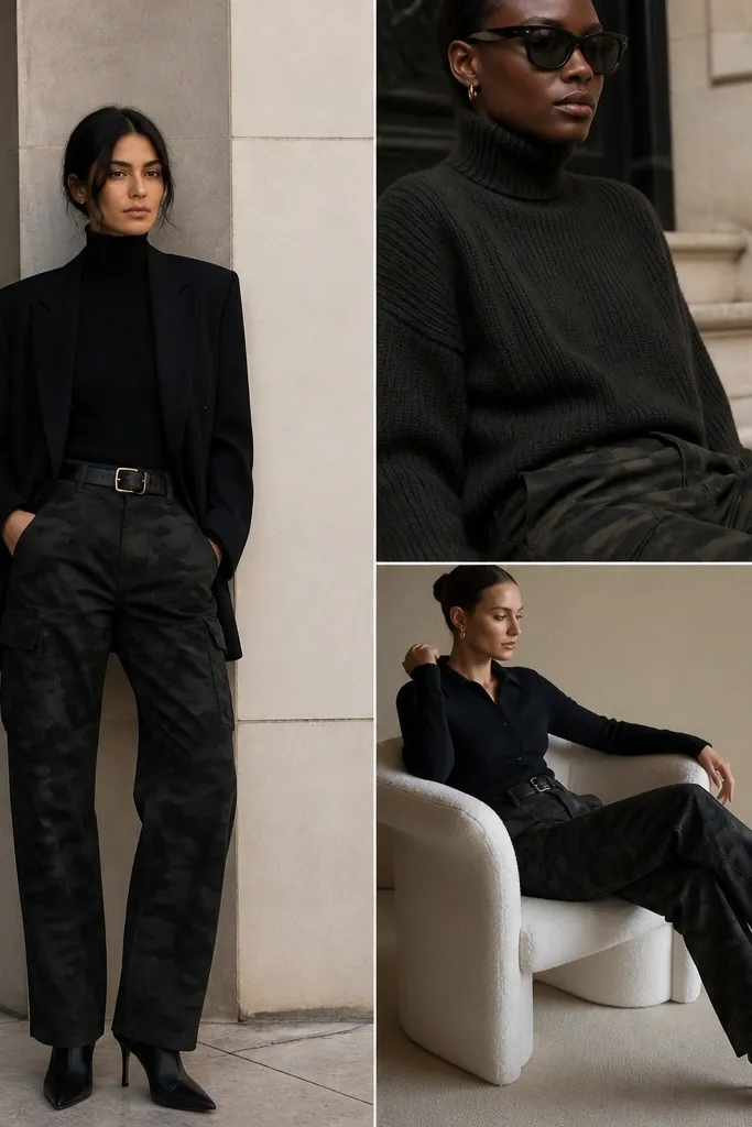 Dark Camo Pants Outfits (High-End, Luxe Look)