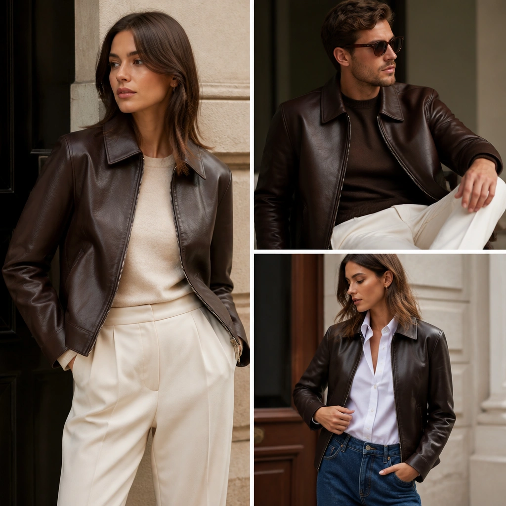 Expensive-Looking Brown Leather Jacket Outfit Ideas
