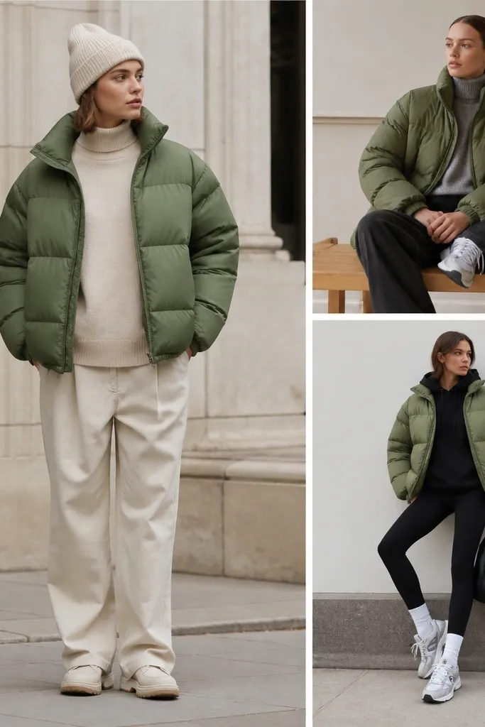 Green Puffer Jacket Outfit Ideas