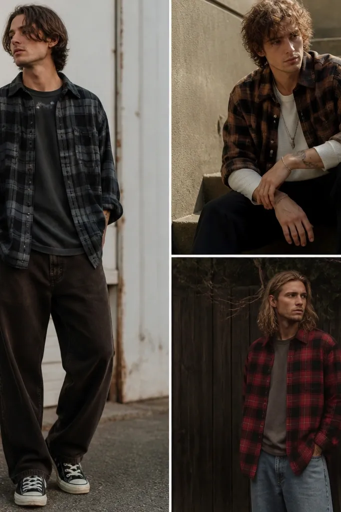 Grunge Flannel Outfits for Men
