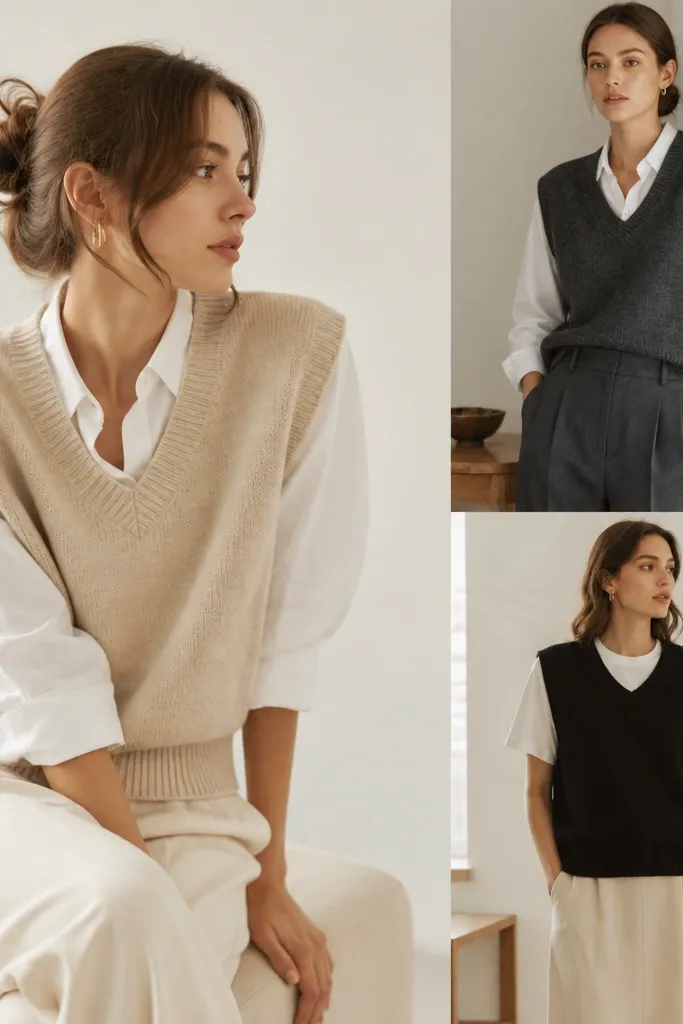 Modern Minimalist Sweater Vest Outfit Ideas for Women