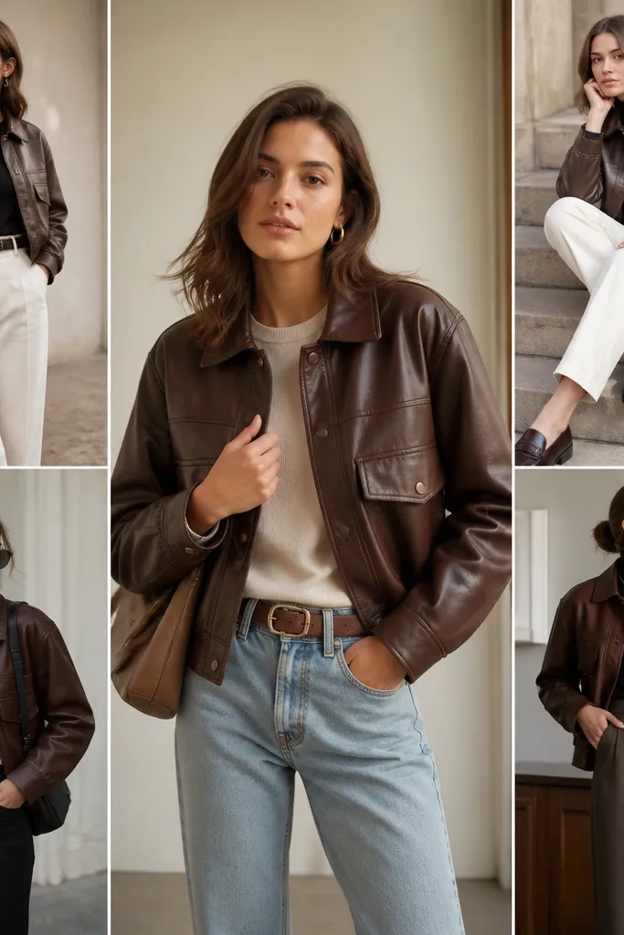 Quick & Easy Brown Leather Jacket Outfit Ideas