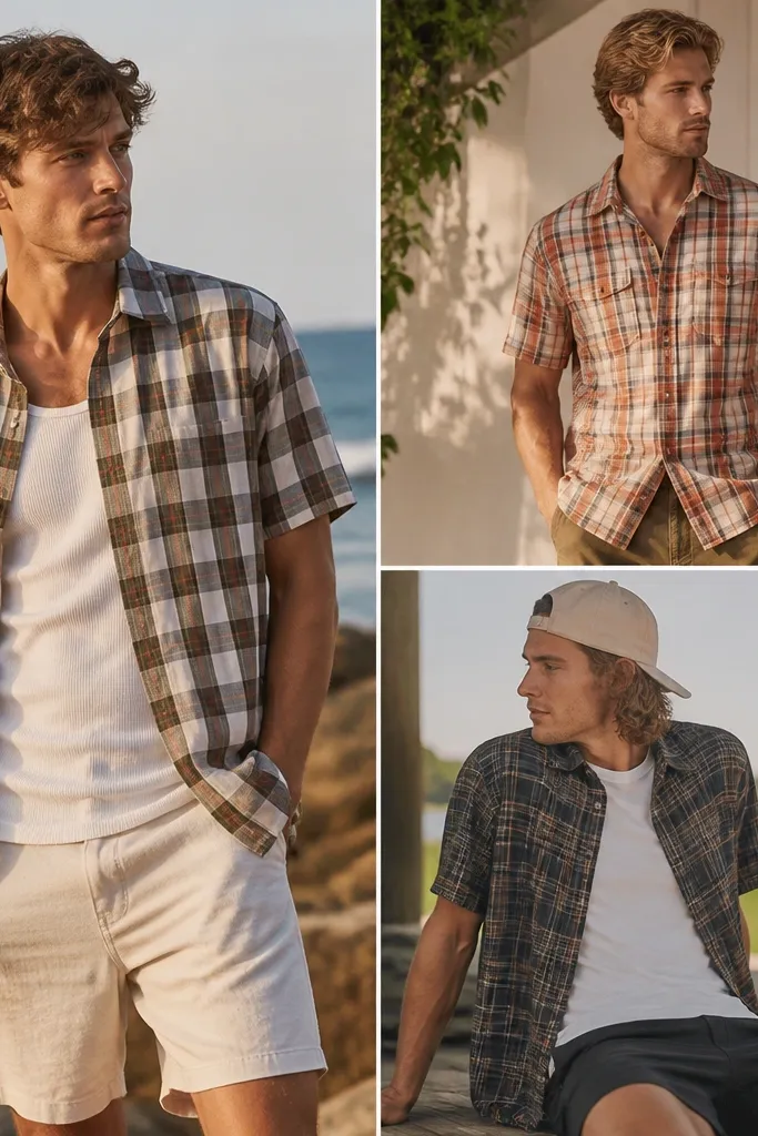 Short-Sleeve Flannel Outfits for Warm Days
