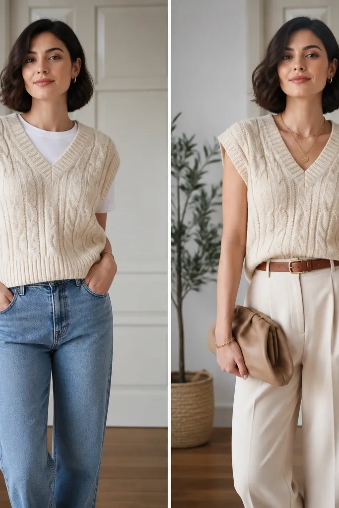 Sweater Vest Outfit Before & After Transformations