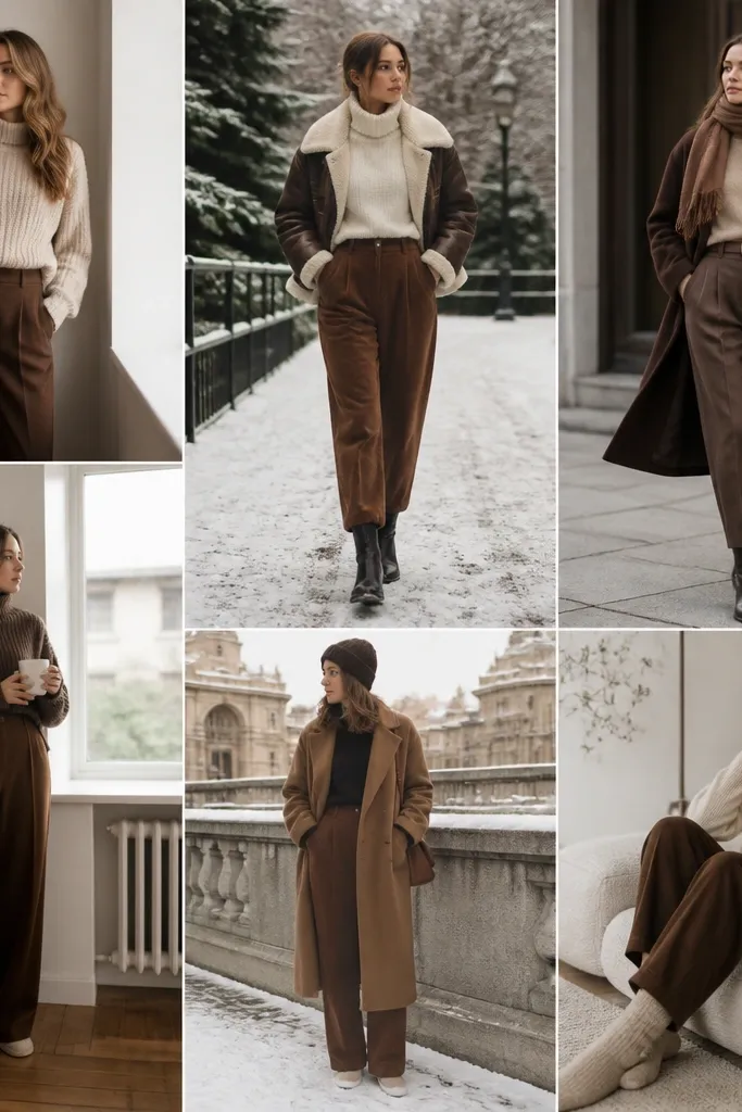 Cozy Winter Brown Pants Outfit Ideas