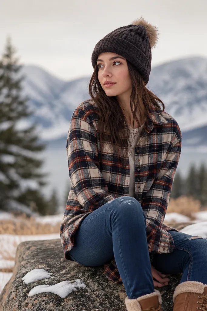 Winter Flannel Outfits for Staying Warm